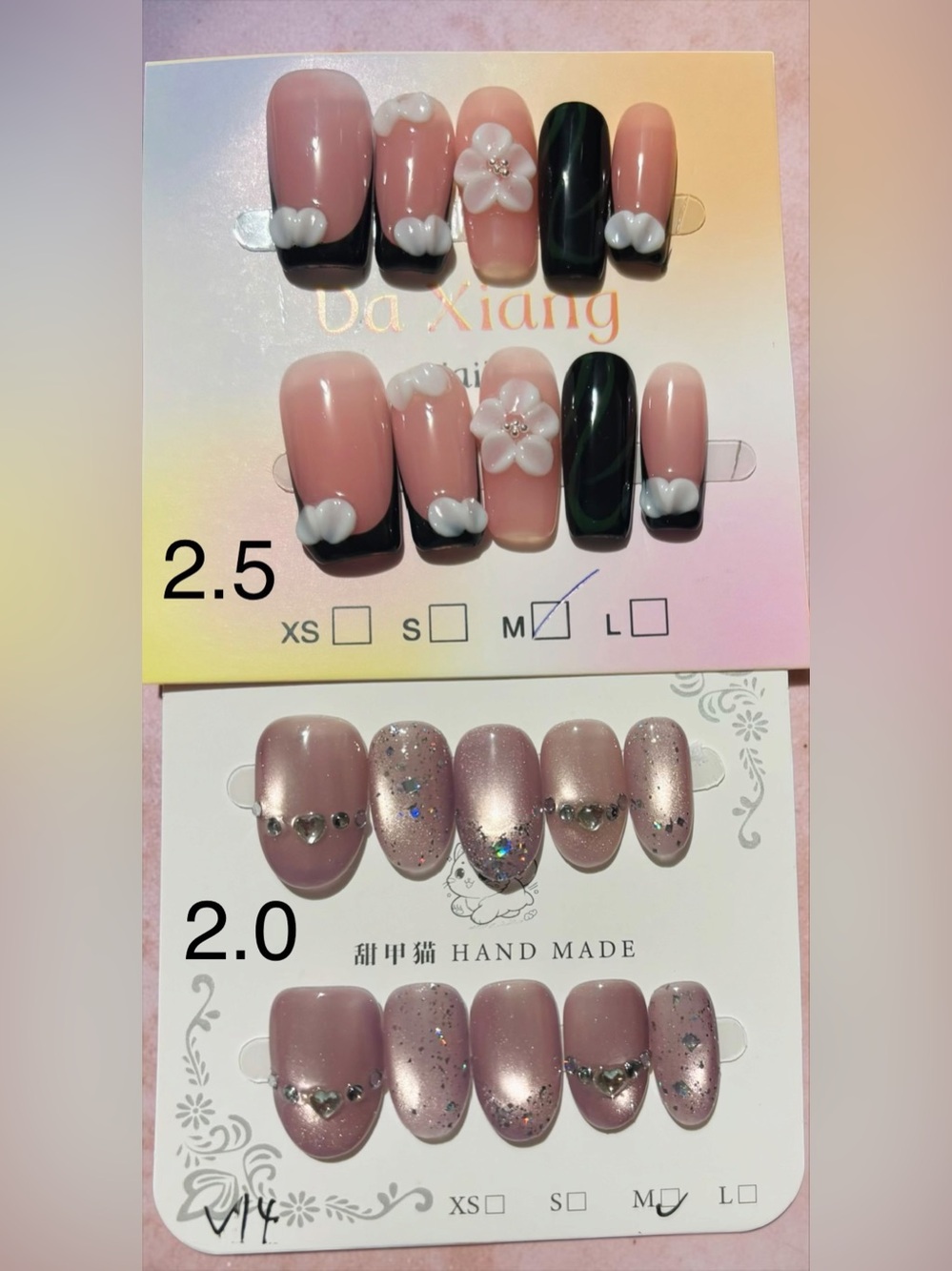 Bundle of 2- NEW Acrylic Press-On Nails Size Medium